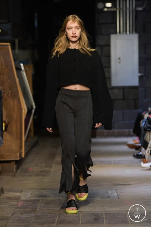 Model Birgit Doss walks on the runway at the Rachel Comey fashion show  during Fall / Winter