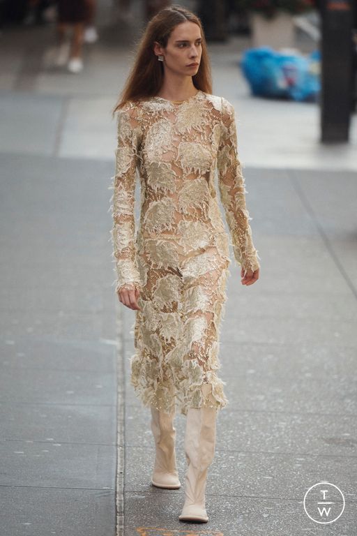 Model Birgit Doss walks on the runway at the Rachel Comey fashion show  during Fall / Winter