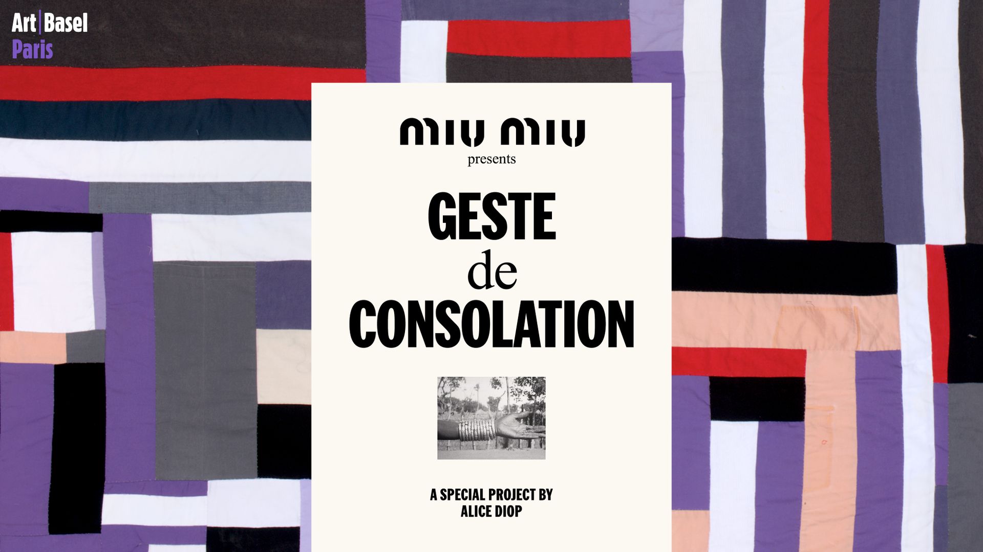 Miu Miu and Alice Diop present Geste de Consolation at Art Basel Paris 2026