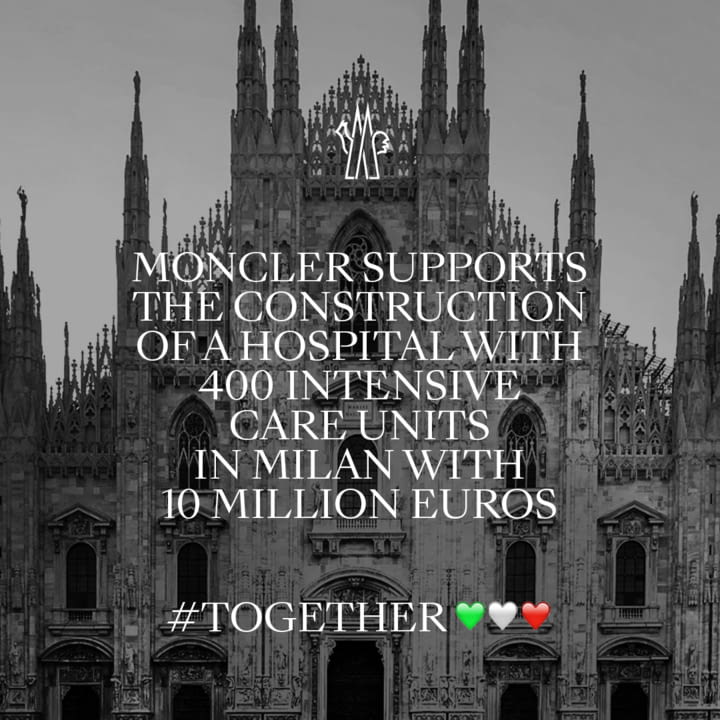 MONCLER SUPPORTS THE FIERA HOSPITAL PROJECT WITH 10 MILLION EUROS