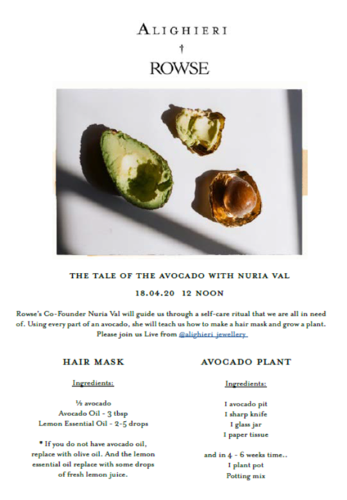 Alighieri x Rowse - The tale of the avocado with nuria val  18.04.20 12 NOON