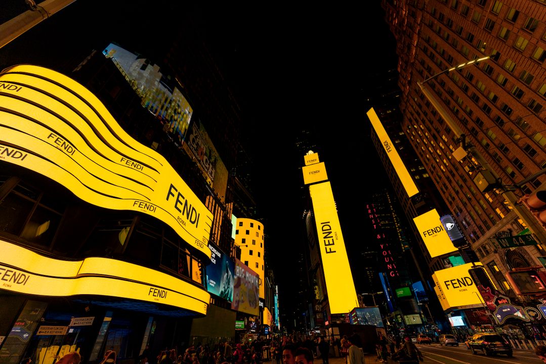 FENDI takes over landmark buildings worldwide lighting them up with its iconic yellow illustration 3