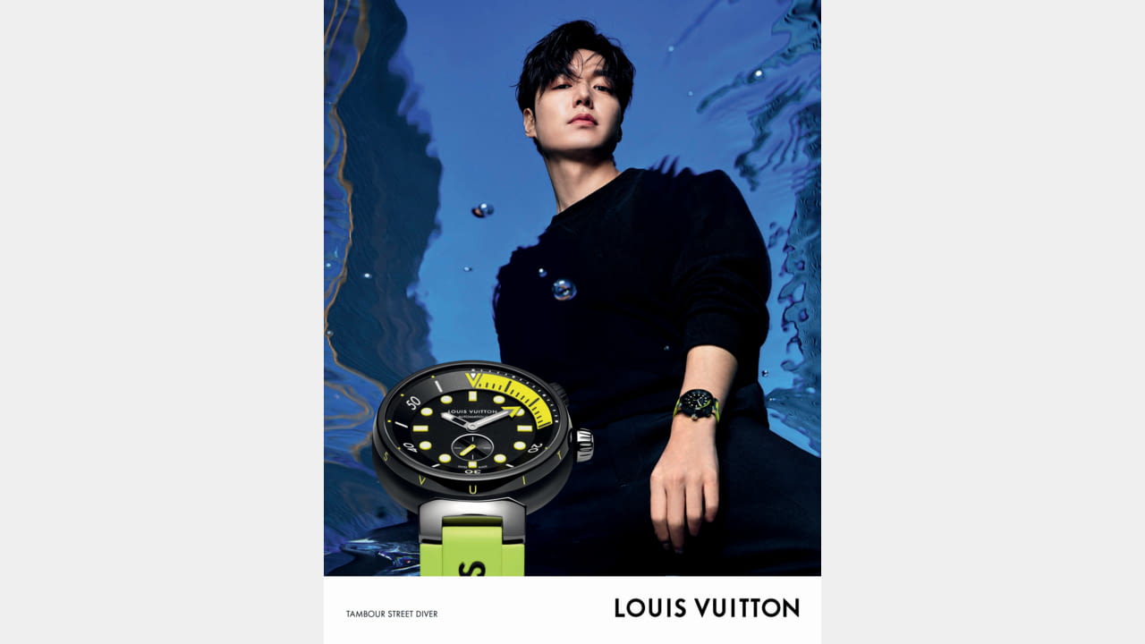 The article: Louis Vuitton presents its latest campaign for the Tambour  Street Diver watch featuring Tahar Rahim, Sophie Turner and Minho Lee