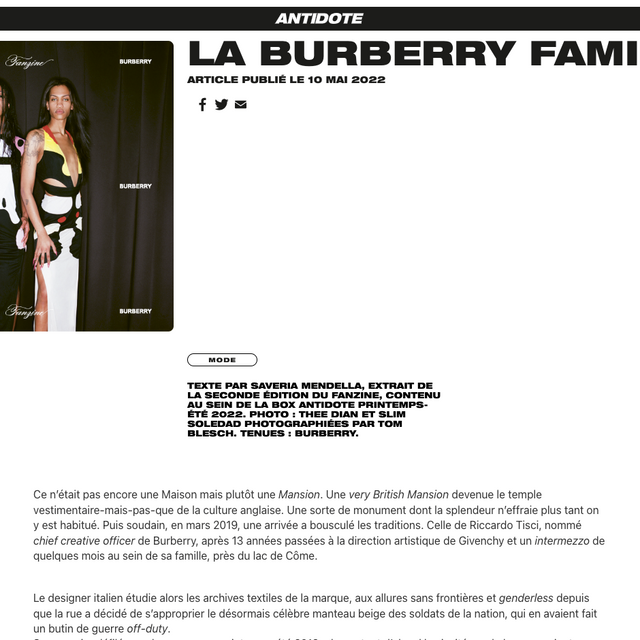 ANTIDOTE MAGAZINE - La burberry Family
