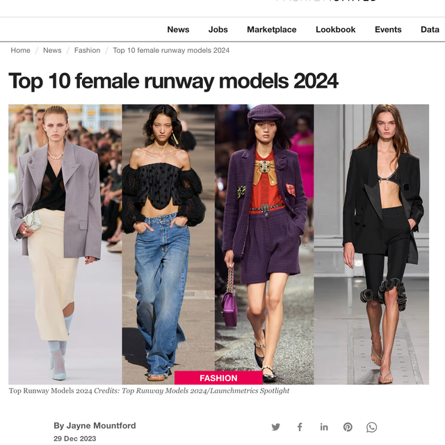 Top 10 female runway models 2024