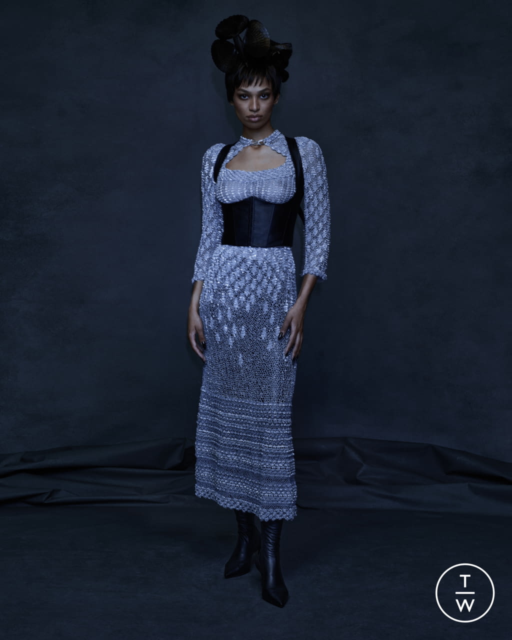 Fashion Week Paris Fall/Winter 2021 look 21 de la collection Ulyana Sergeenko couture