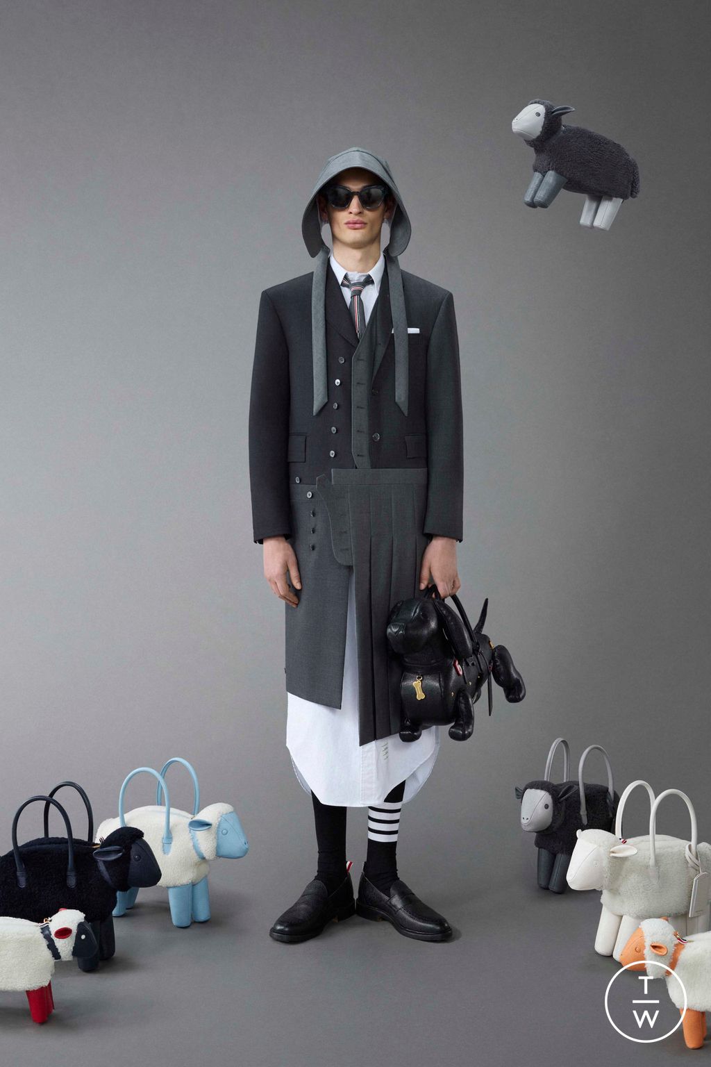 Fashion Week New York Resort 2024 look 1 from the Thom Browne collection menswear