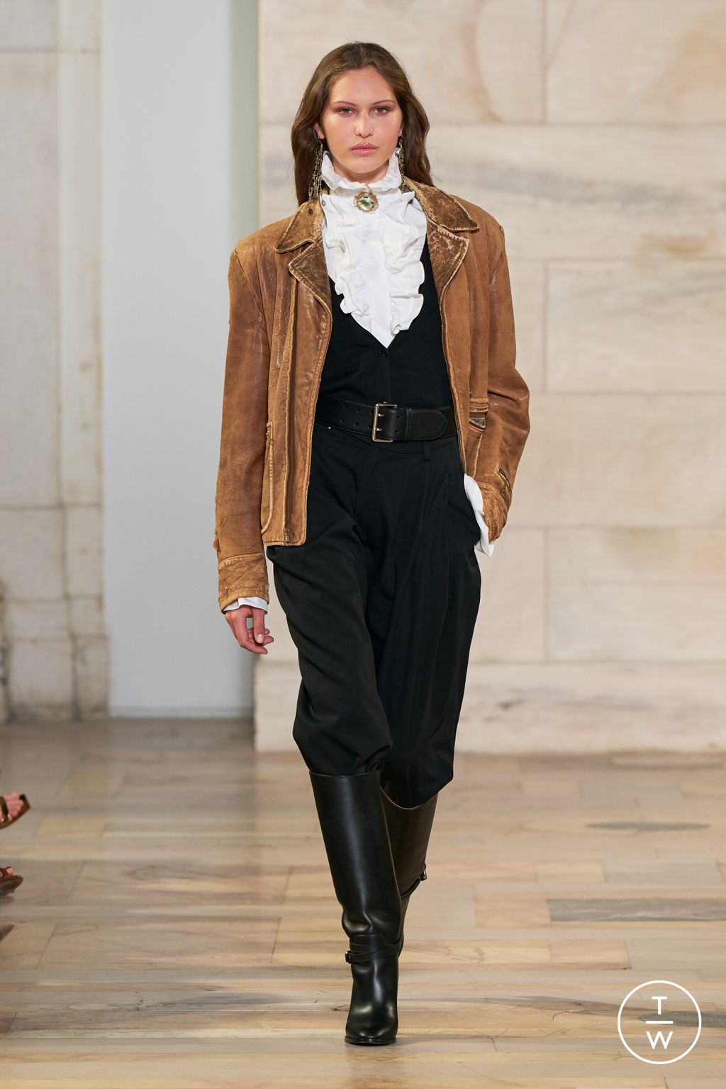 Fashion Week New York Fall/Winter 2025 look 1 from the Ralph Lauren collection womenswear