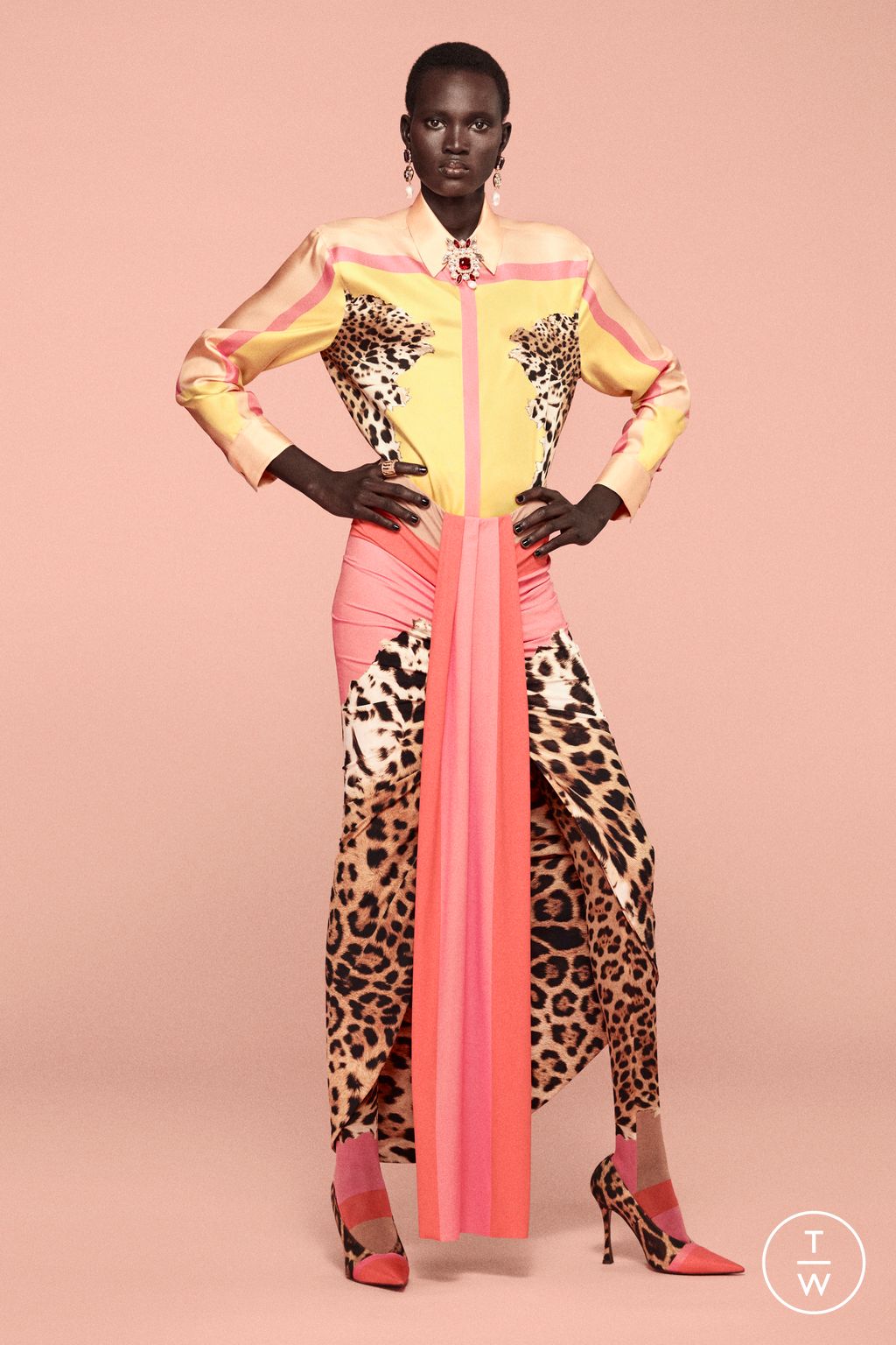 Fashion Week Milan Resort 2026 look 6 from the Roberto Cavalli collection womenswear