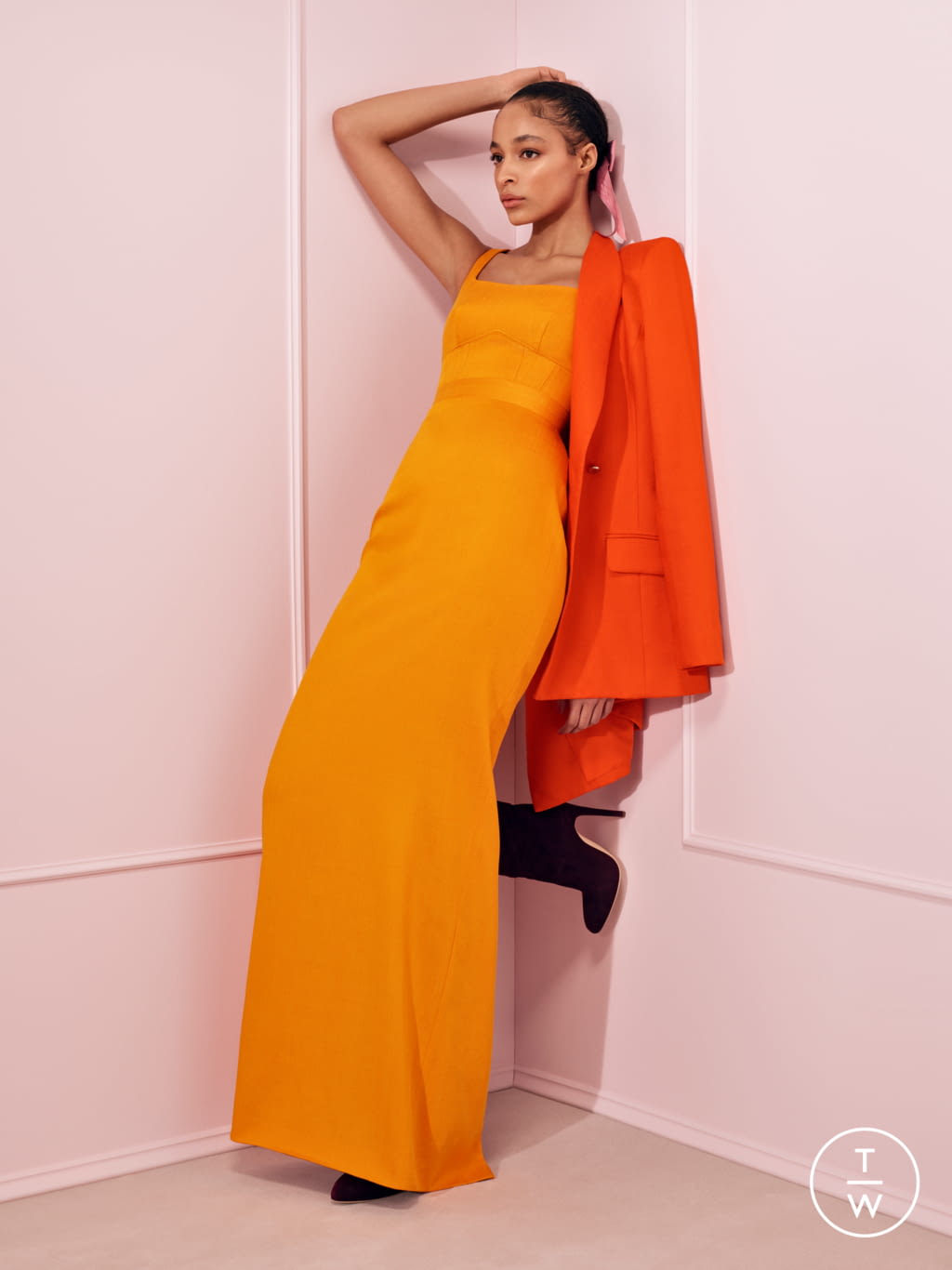 Fashion Week New York Pre-Fall 2020 look 1 from the Brandon Maxwell collection womenswear