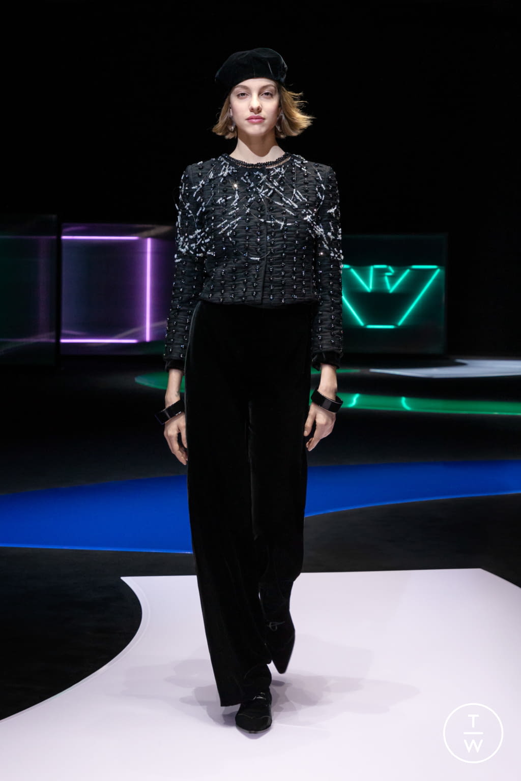 Fashion Week Milan Fall/Winter 2021 look 100 from the Emporio Armani collection womenswear
