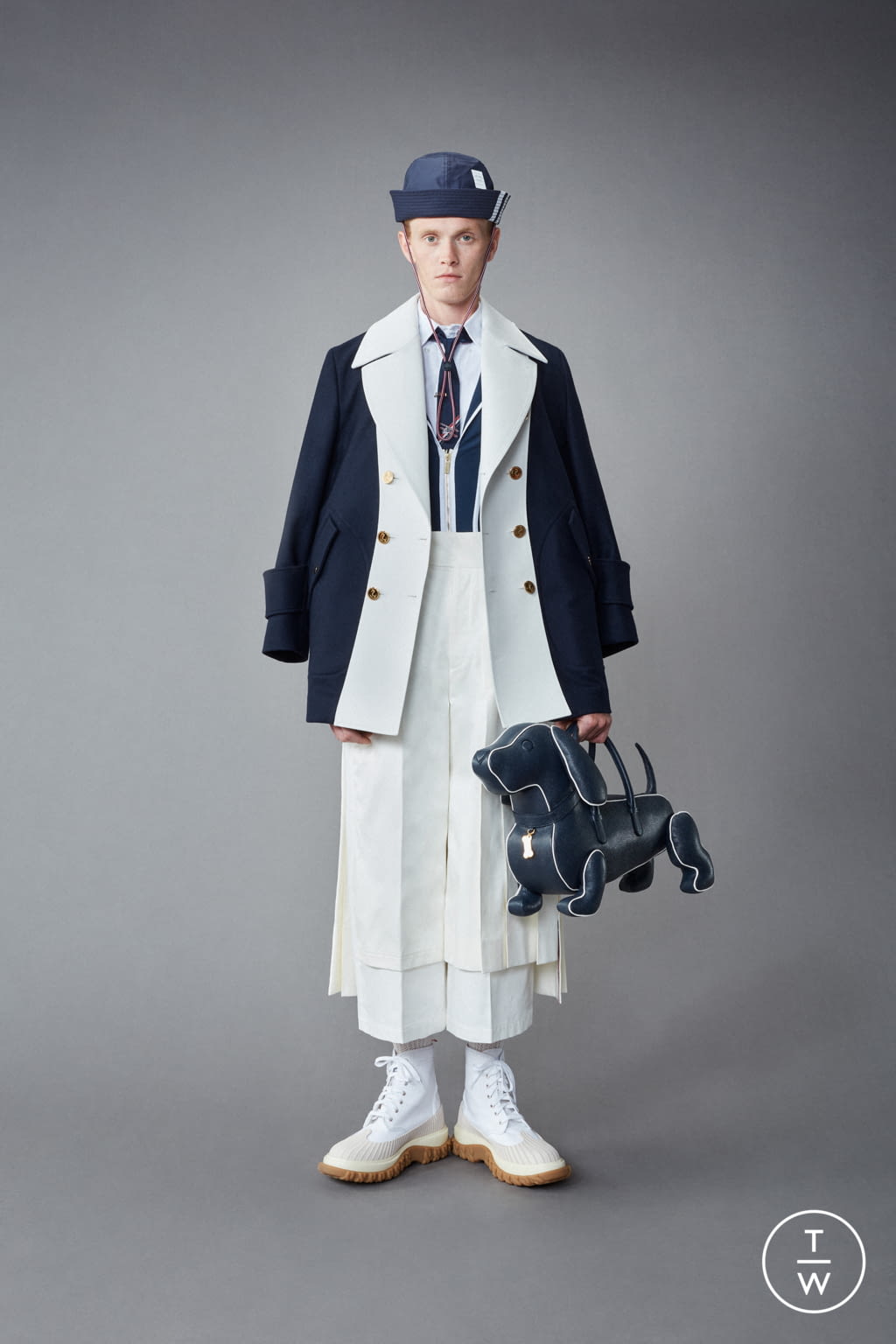 Fashion Week Paris Resort 2022 look 20 from the Thom Browne collection menswear