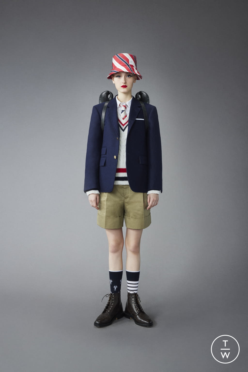 Fashion Week New York Pre-Fall 2022 look 23 from the Thom Browne collection womenswear