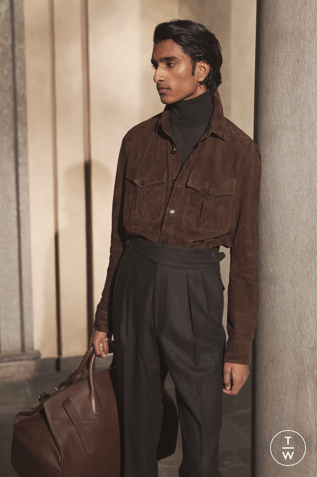 Fashion Week Milan Fall/Winter 2020 look 22 from the Ralph Lauren Purple Label collection 男装