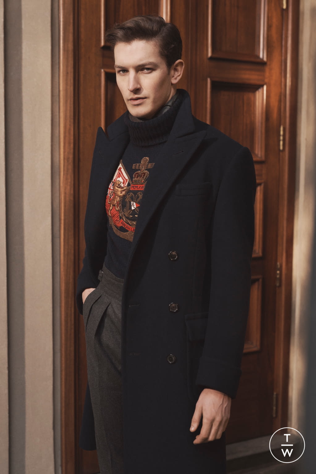 Fashion Week Milan Fall/Winter 2020 look 24 from the Ralph Lauren Purple Label collection 男装