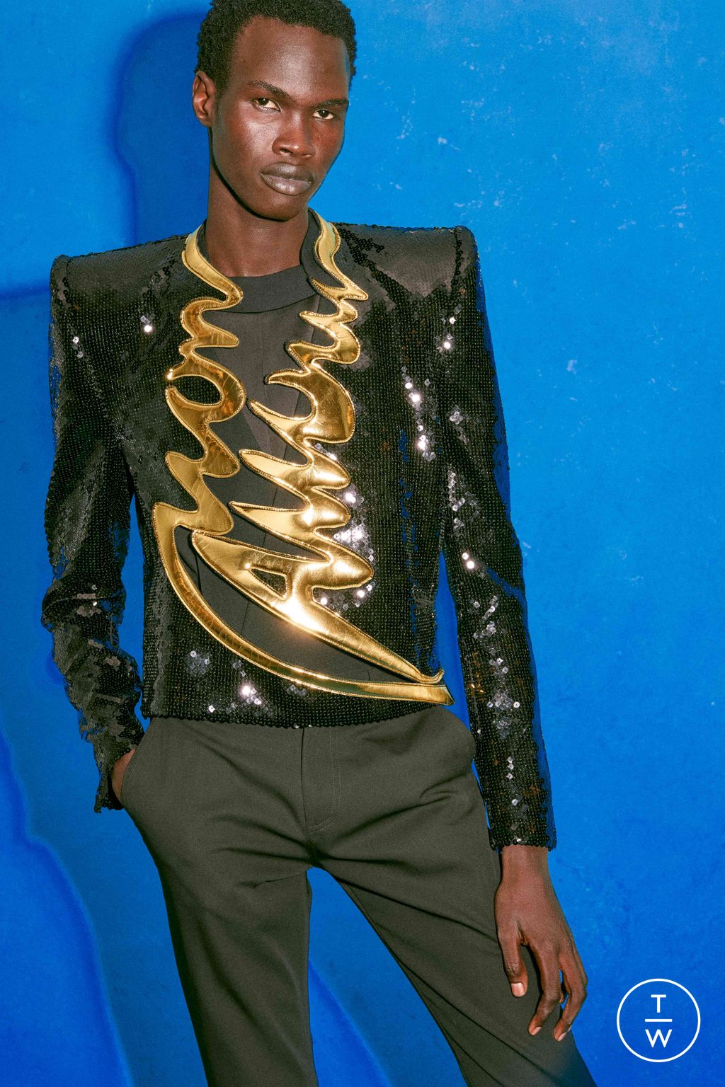 Fashion Week Paris Resort 2025 look 43 from the Balmain collection menswear