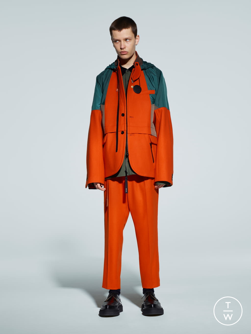 Fashion Week Paris Fall/Winter 2021 look 5 from the Sacai collection 男装