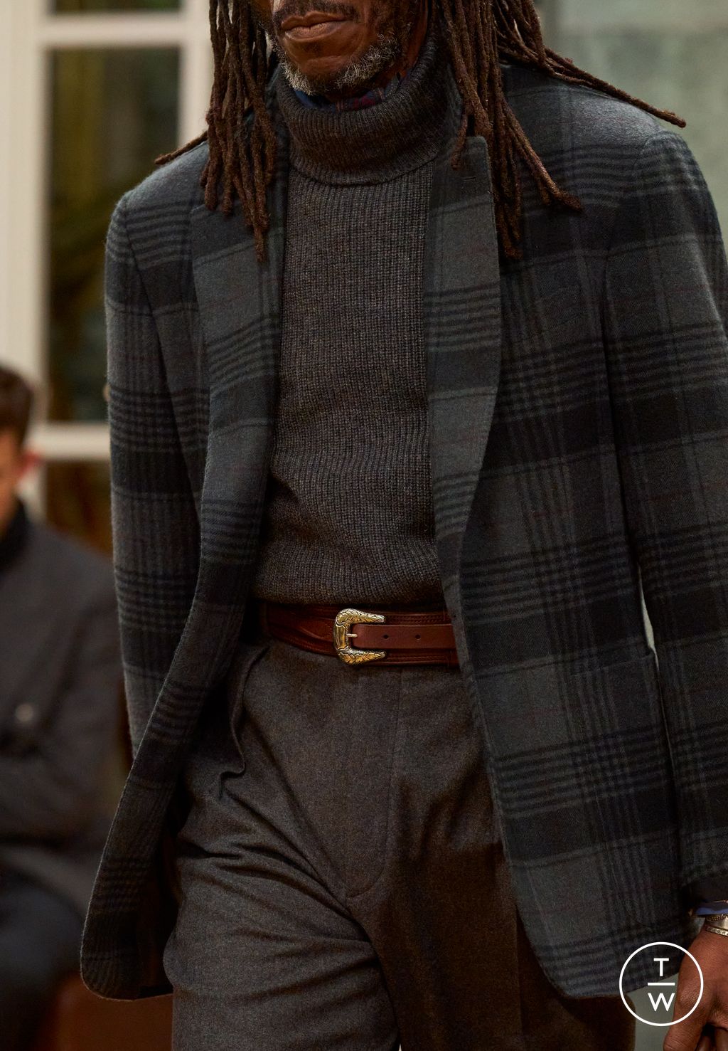 Fashion Week Milan Fall/Winter 2026 look 13 from the Ralph Lauren Purple Label collection menswear accessories