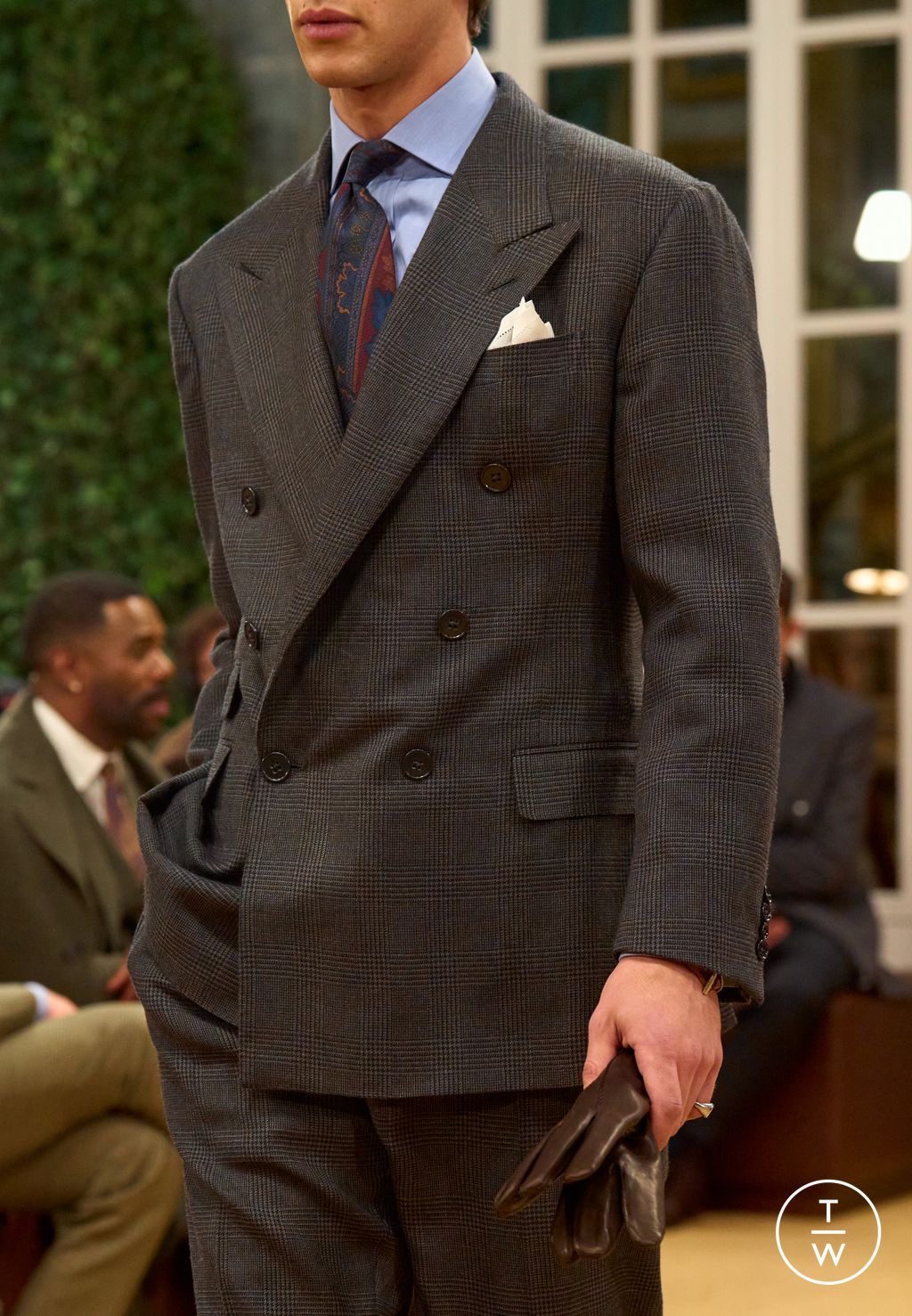 Fashion Week Milan Fall/Winter 2026 look 14 from the Ralph Lauren Purple Label collection menswear accessories