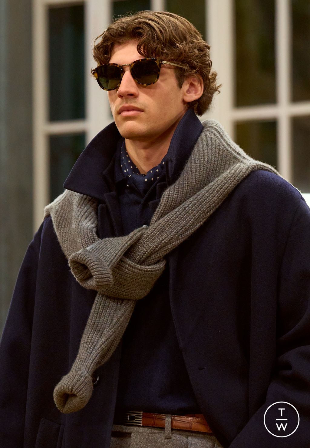 Fashion Week Milan Fall/Winter 2026 look 21 from the Ralph Lauren Purple Label collection menswear accessories