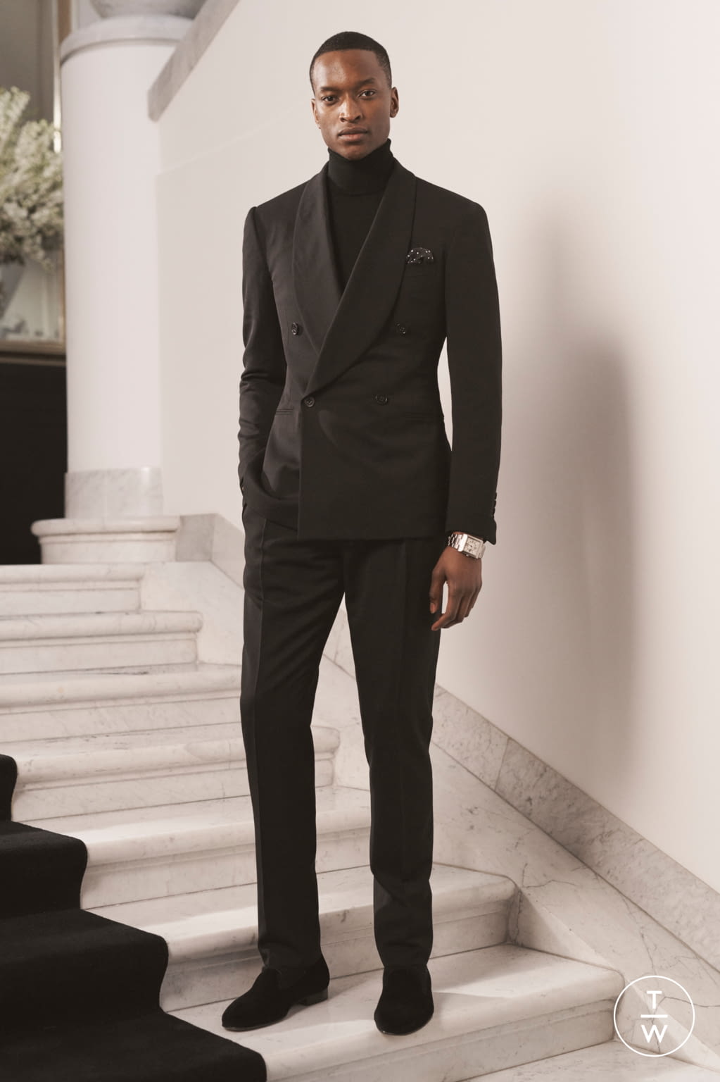 Fashion Week Milan Fall/Winter 2020 look 6 from the Ralph Lauren Purple Label collection 男装