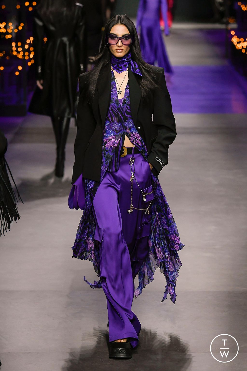 Elegant Vintage Purple Silk Pants by VERSACE