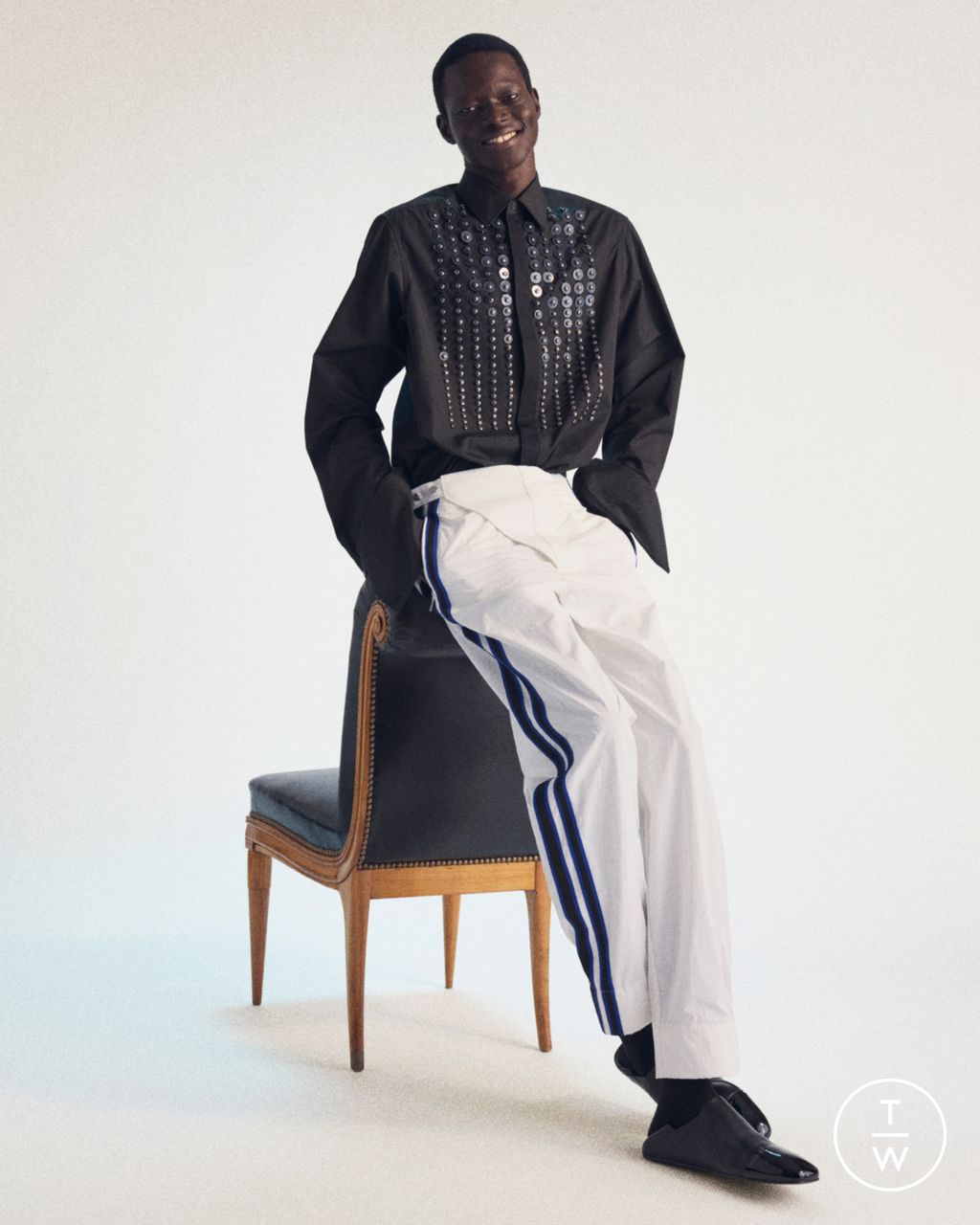 Fashion Week Paris Fall/Winter 2026 look 8 from the Lanvin collection 男装