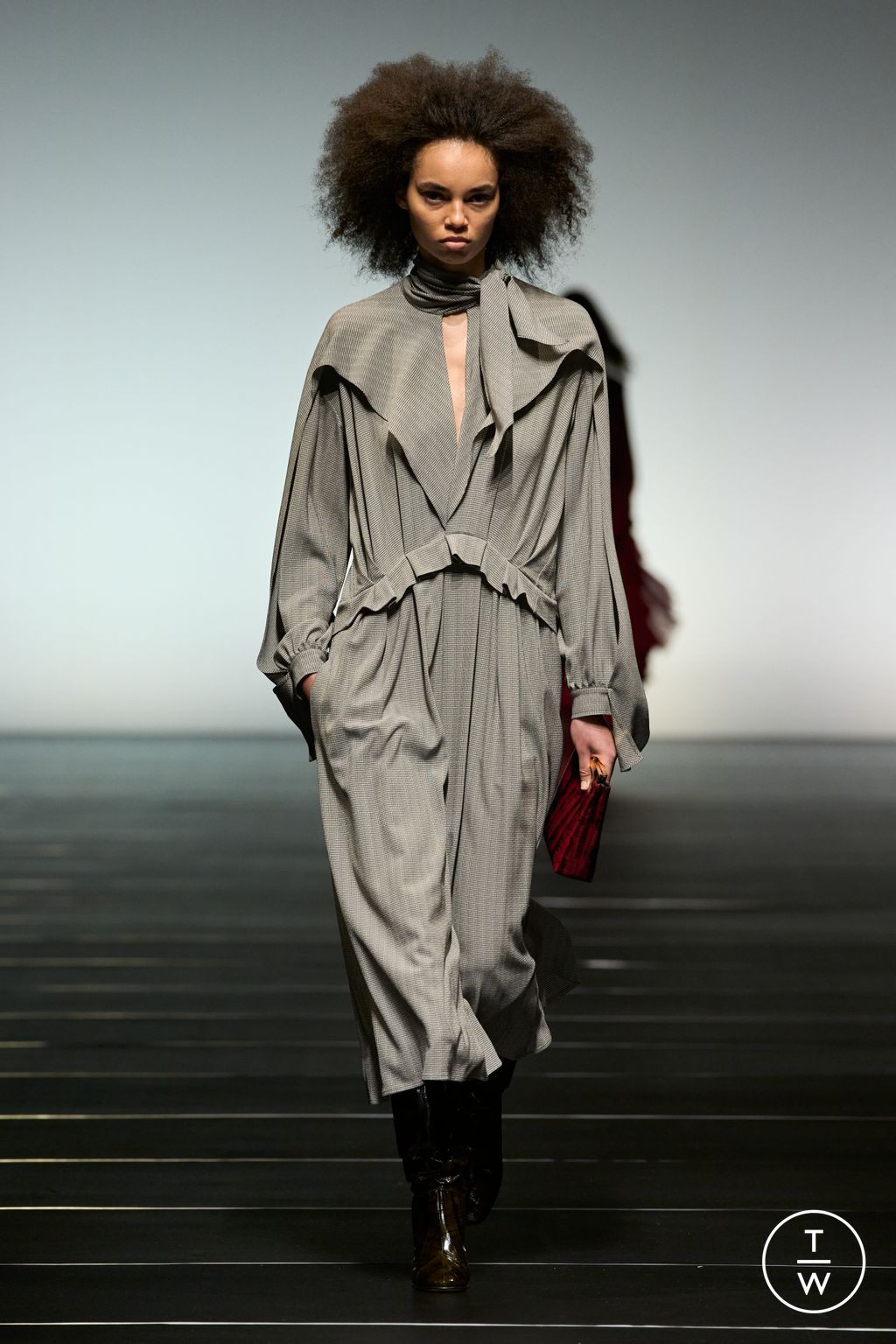 Fashion Week Milan Fall/Winter 2026 look 3 from the Alberta Ferretti collection womenswear