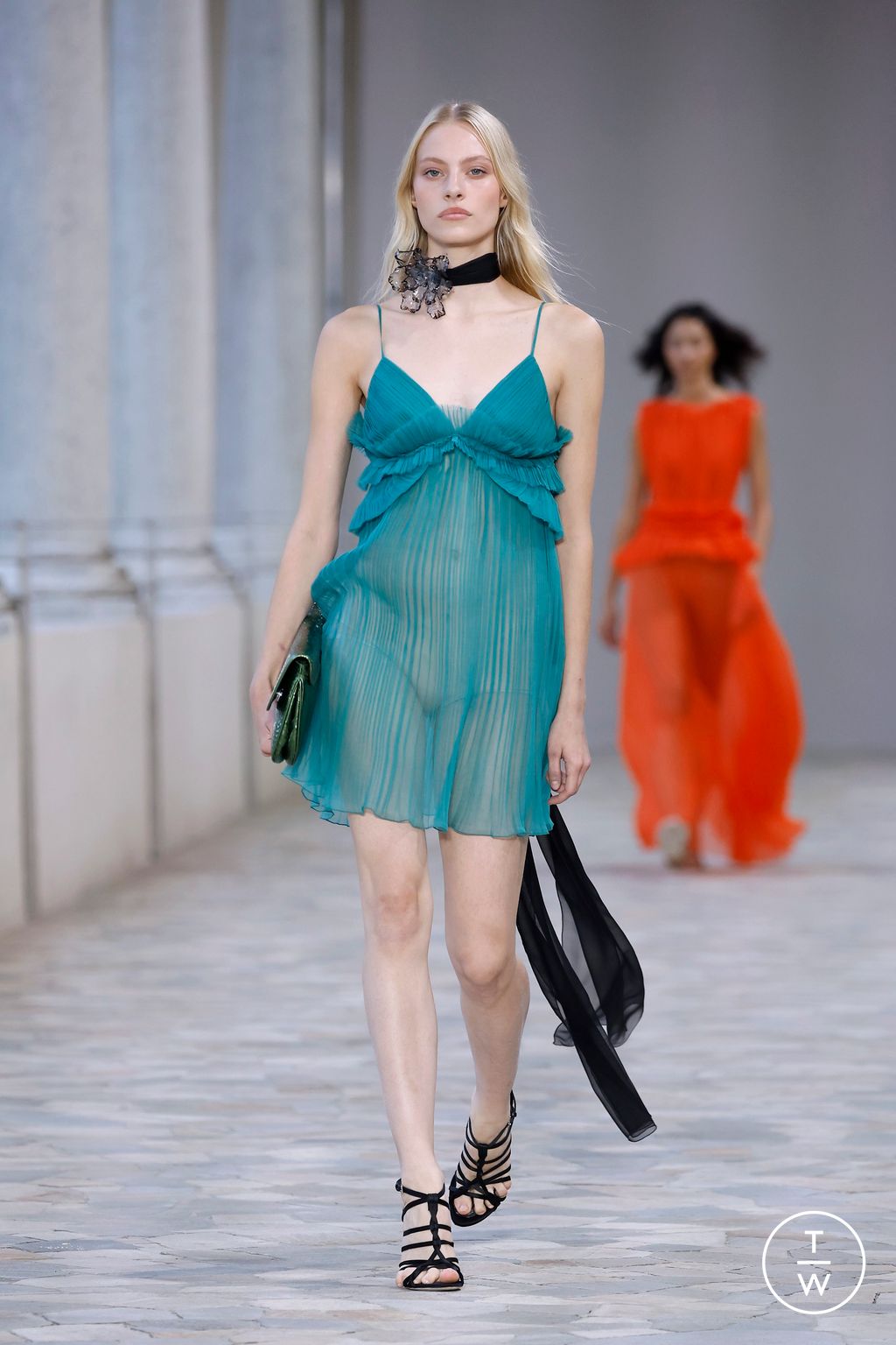 Fashion Week Milan Spring-Summer 2025 look 30 from the Alberta Ferretti collection womenswear