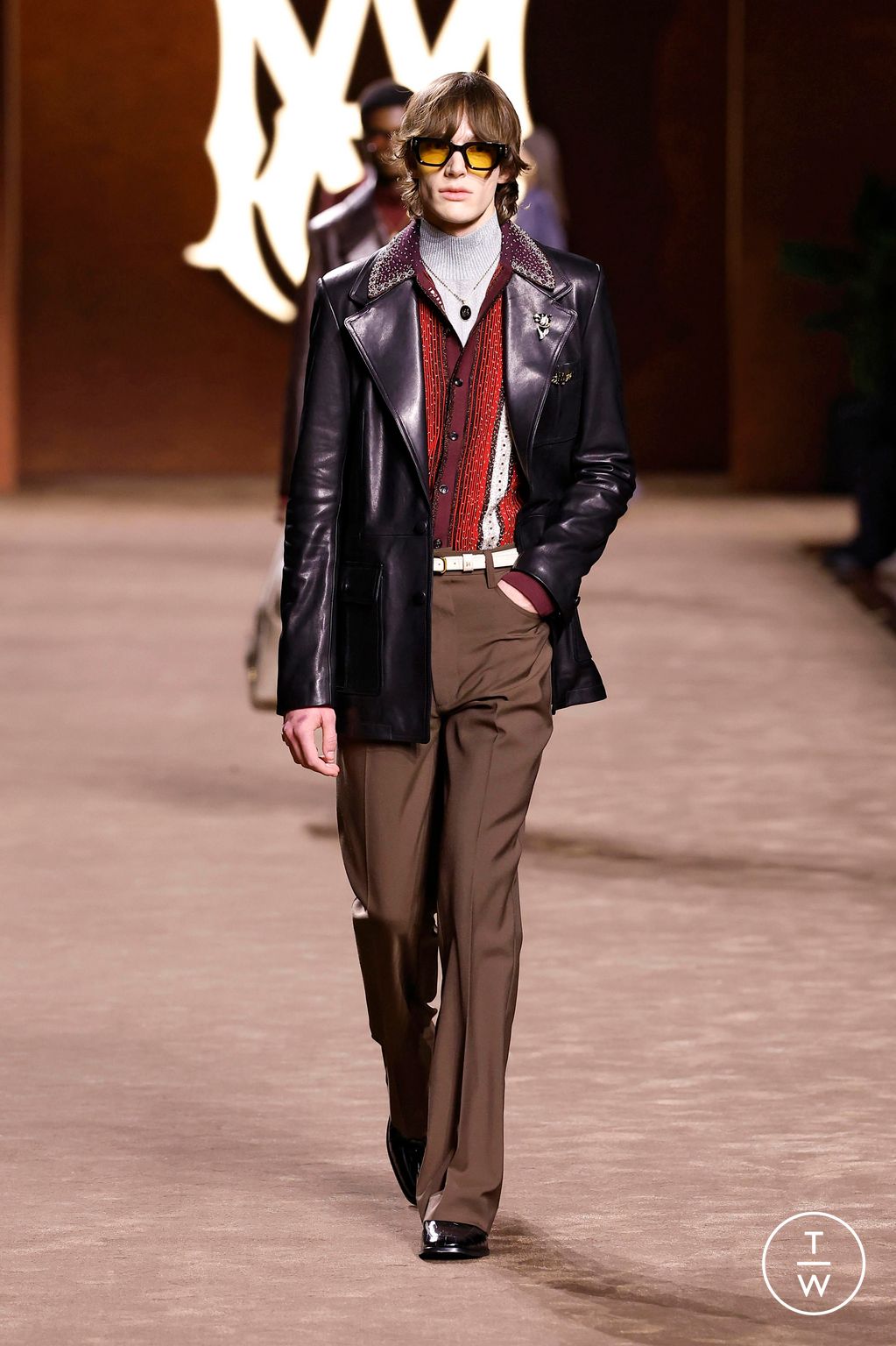 Fashion Week Paris Fall/Winter 2025 look 7 from the Amiri collection 男装