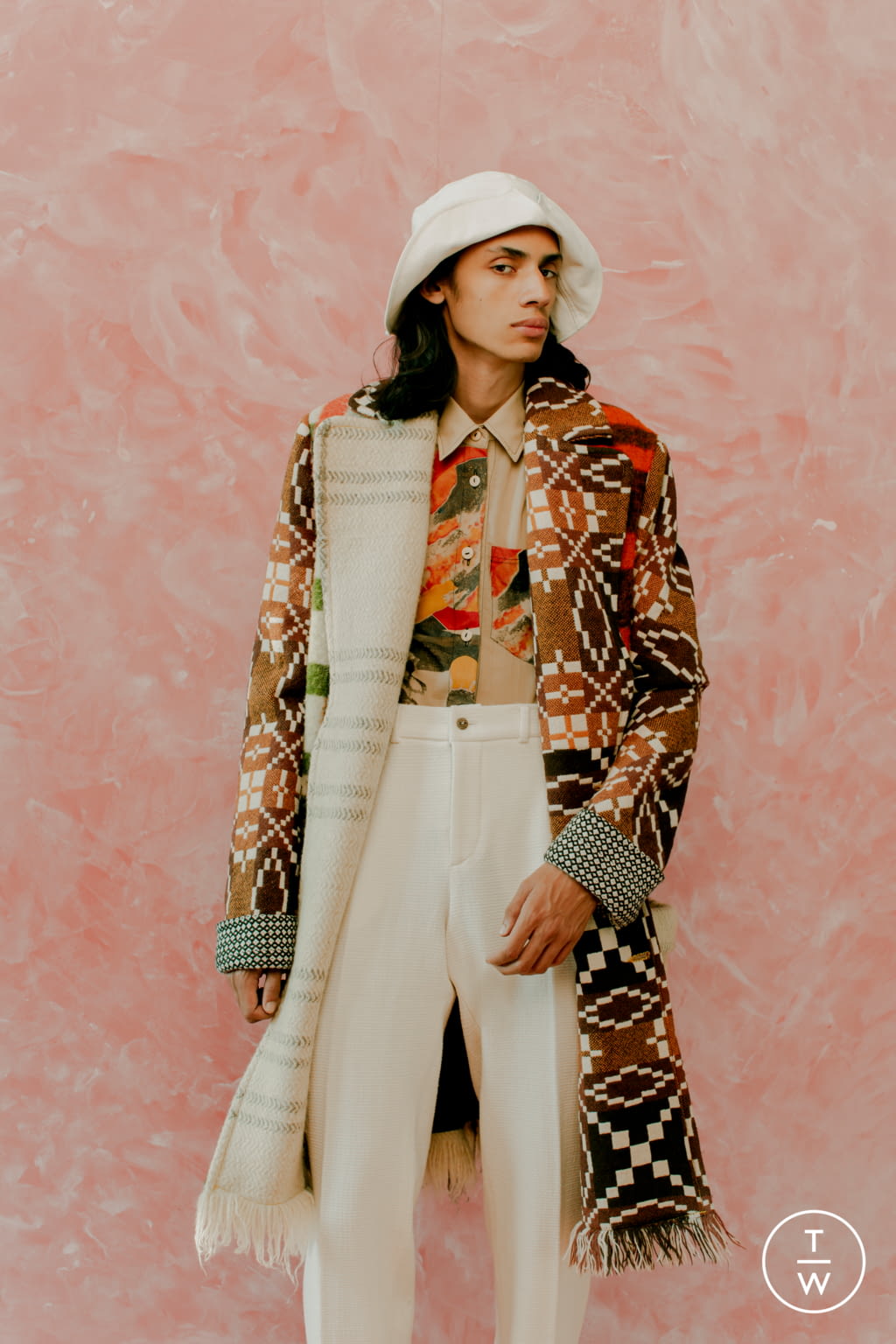 Fashion Week London Spring/Summer 2022 look 16 from the Bethany Williams collection menswear