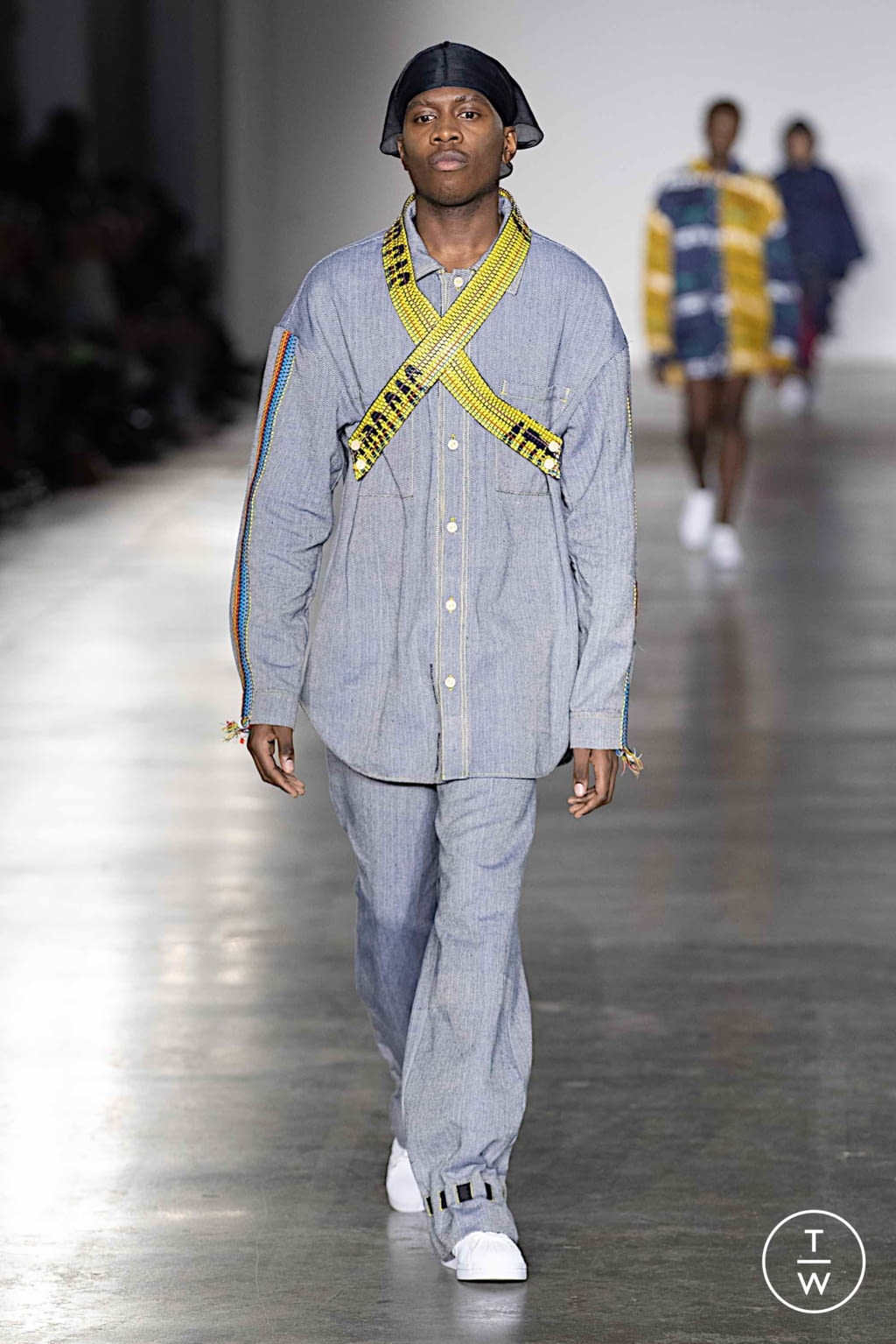 Fashion Week London Fall/Winter 2020 look 9 from the Bethany Williams collection menswear