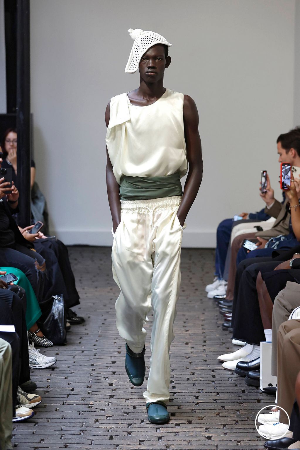 Fashion Week Paris Spring-Summer 2025 look 1 from the Bianca Saunders collection menswear