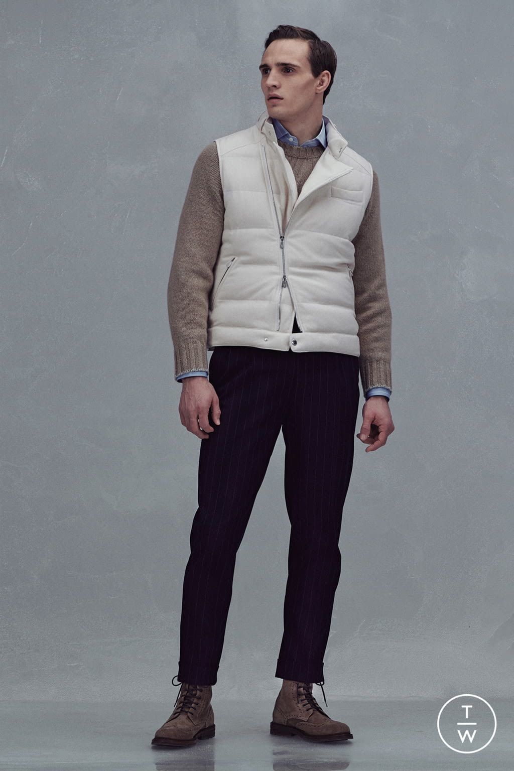 Fashion Week Milan Fall/Winter 2021 look 13 from the Brunello Cucinelli collection 男装