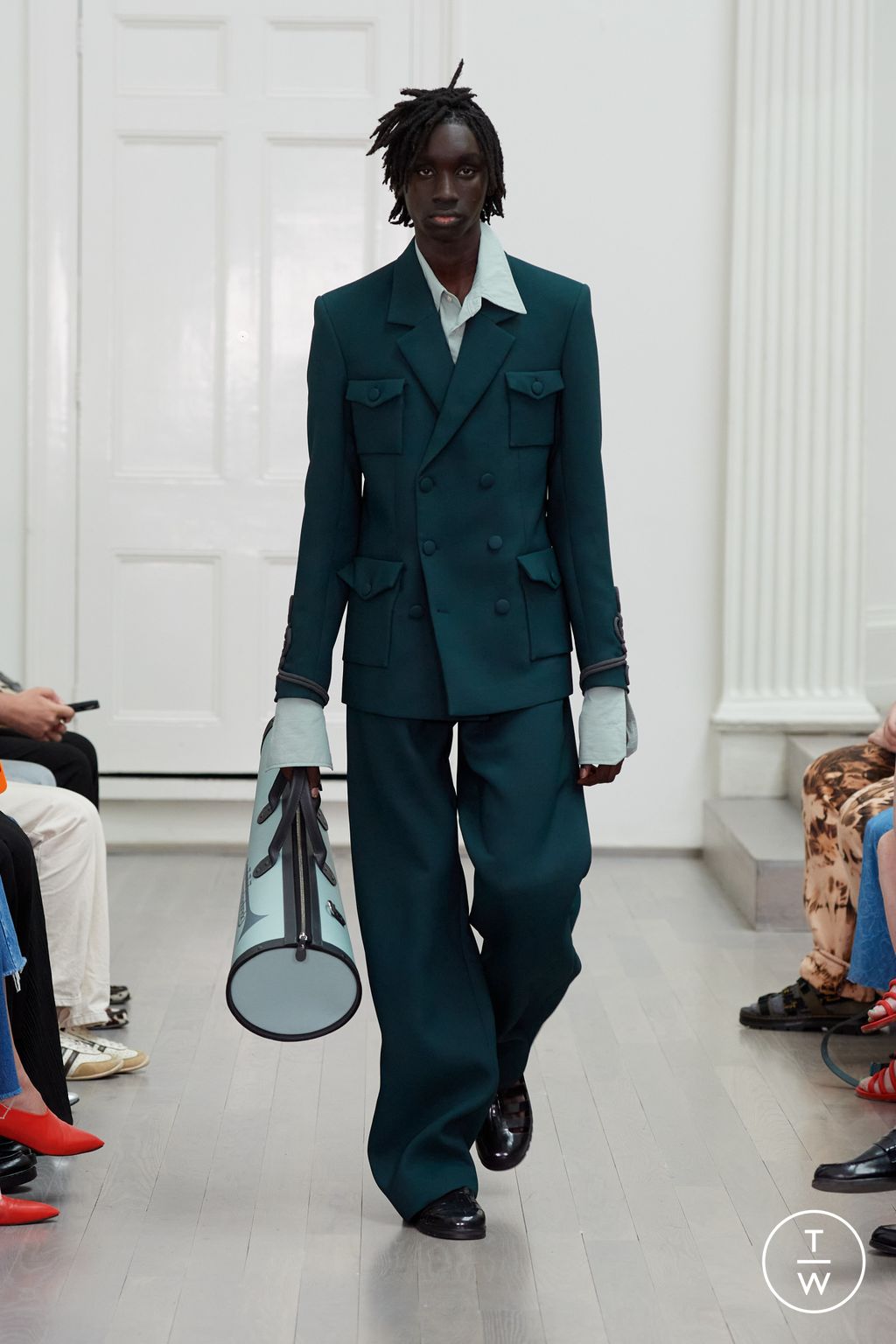 Fashion Week London Spring-Summer 2025 look 1 from the Denzil Patrick collection menswear