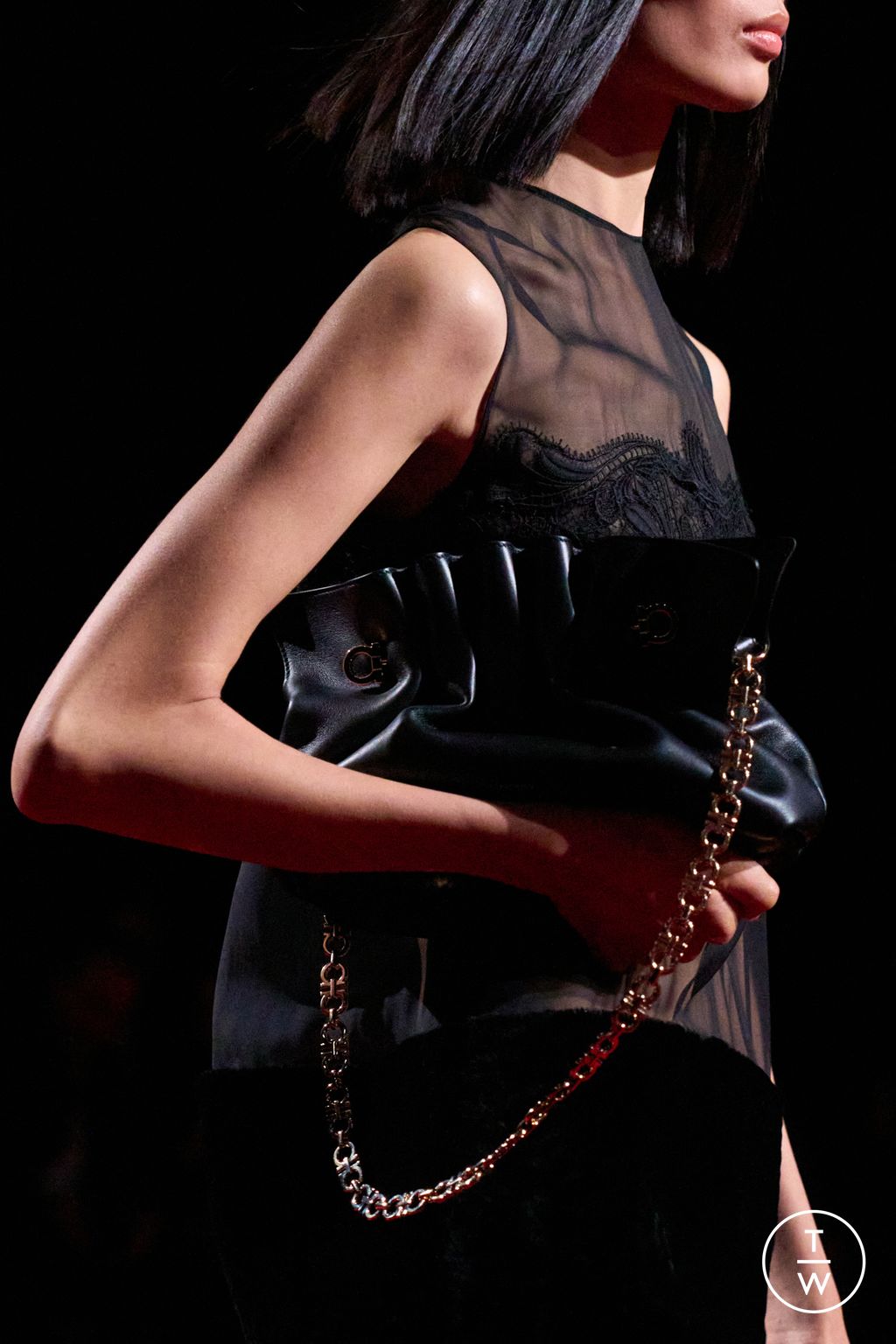 Fashion Week Milan Fall/Winter 2025 look 10 from the Ferragamo collection womenswear accessories
