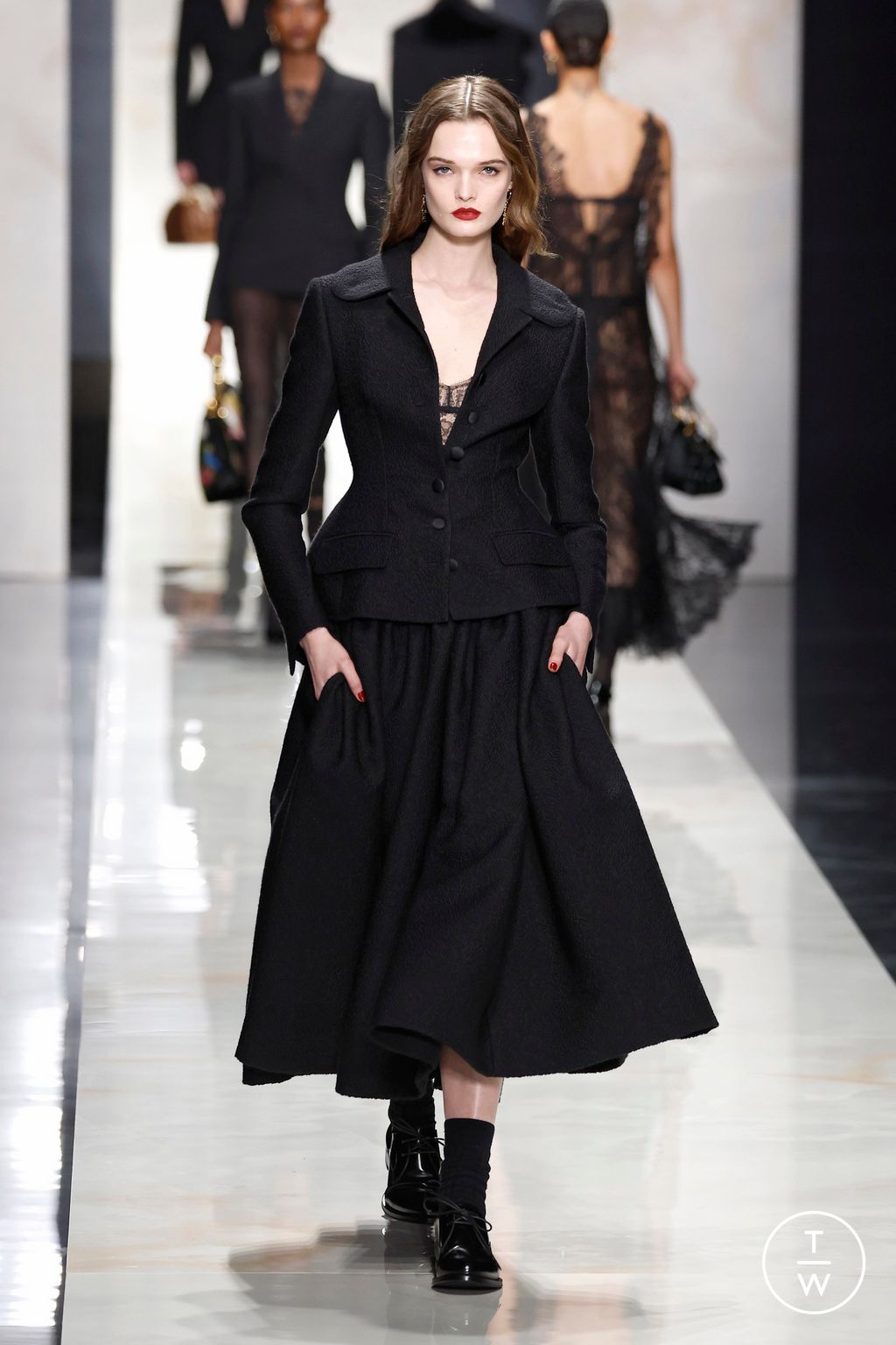 Fashion Week Milan Fall/Winter 2026 look 10 from the Dolce & Gabbana collection womenswear