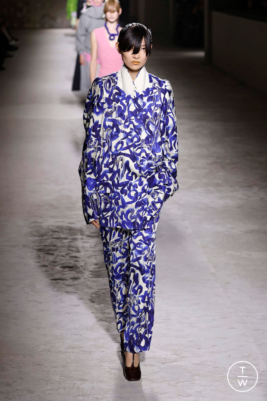 Fashion Week Paris Fall/Winter 2024 look 48 from the Dries Van Noten collection 女装