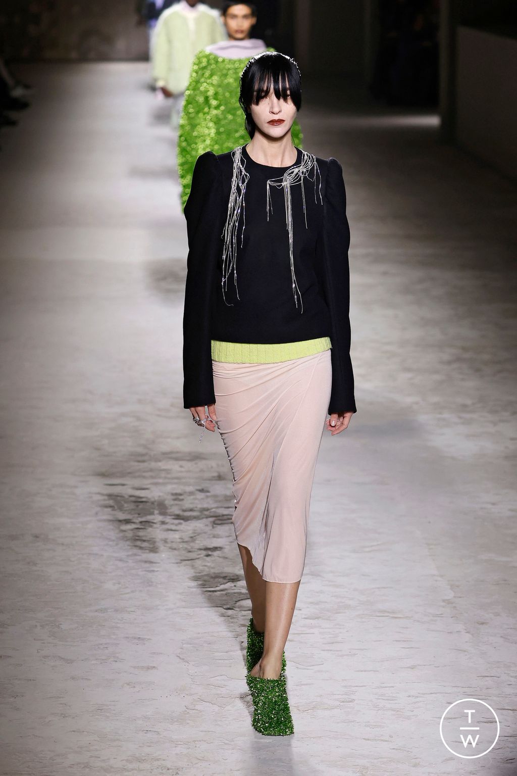 Fashion Week Paris Fall/Winter 2024 look 53 from the Dries Van Noten collection 女装