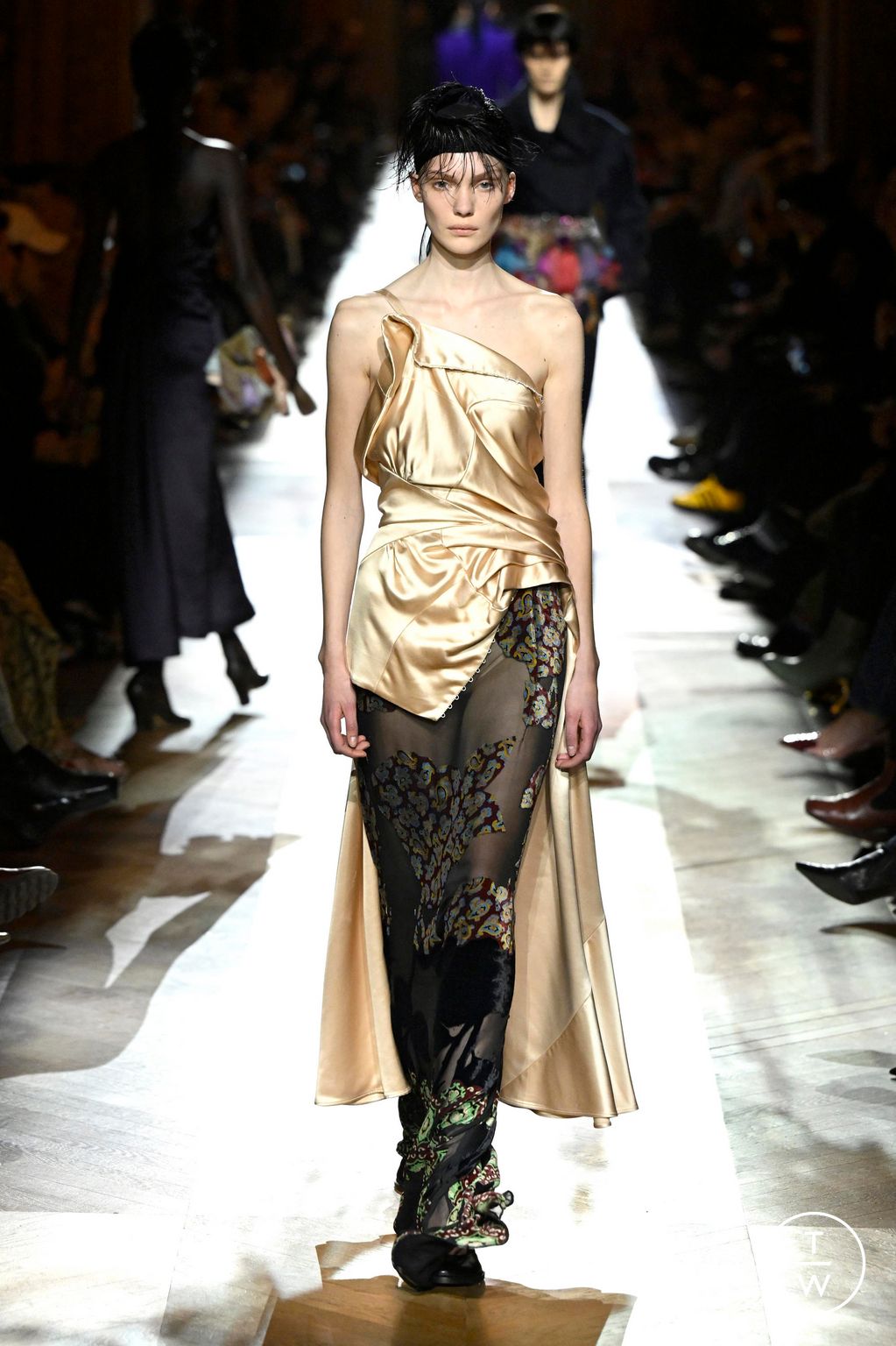 Fashion Week Paris Fall/Winter 2025 look 55 from the Dries Van Noten collection womenswear