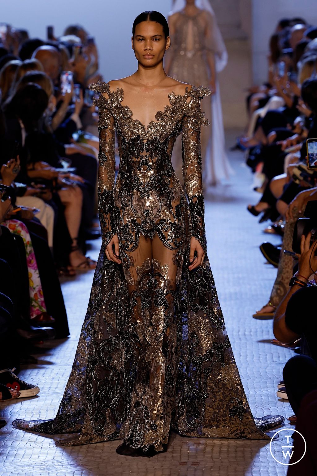 Fashion Week Paris Fall/Winter 2023 look 54 from the Elie Saab collection couture
