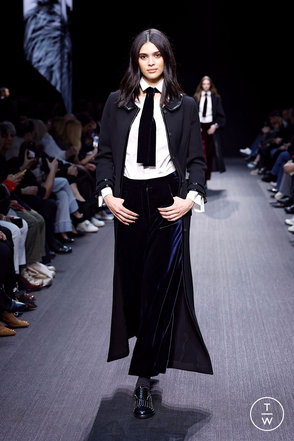 Fashion Week Milan Fall/Winter 2025 look 55 from the Emporio Armani collection womenswear
