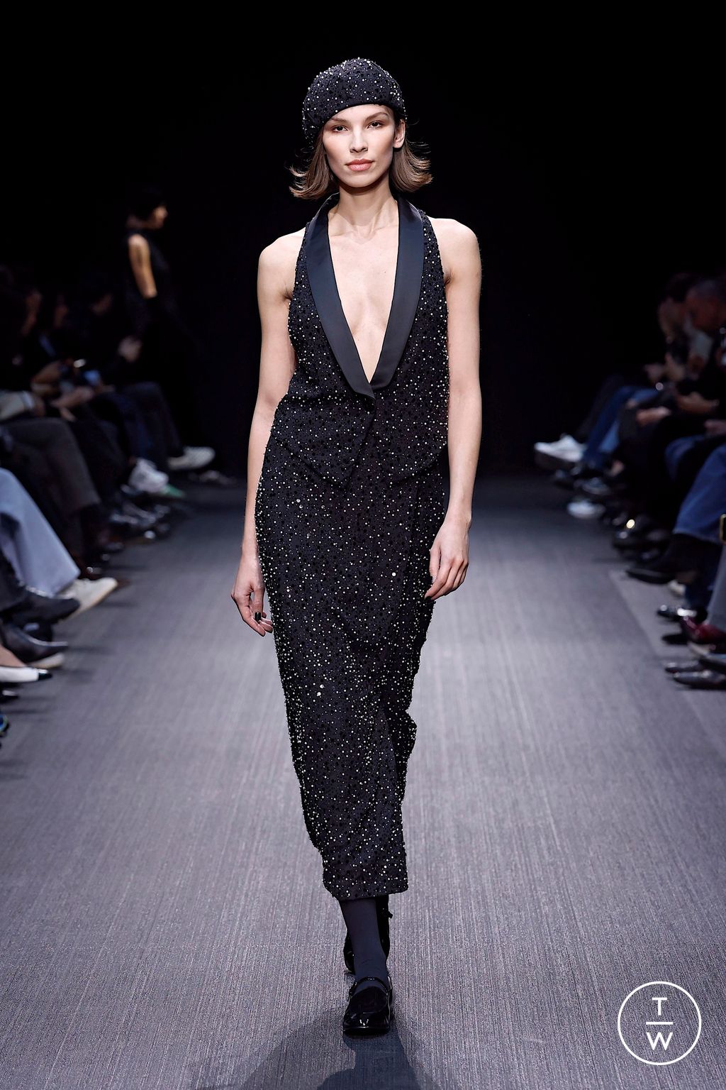 Fashion Week Milan Fall/Winter 2025 look 88 from the Emporio Armani collection womenswear