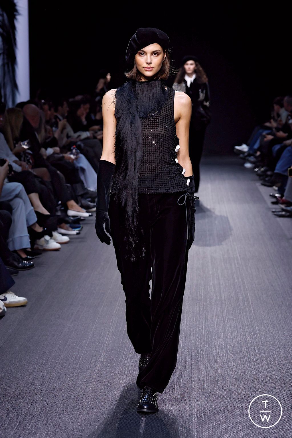 Fashion Week Milan Fall/Winter 2025 look 90 from the Emporio Armani collection womenswear