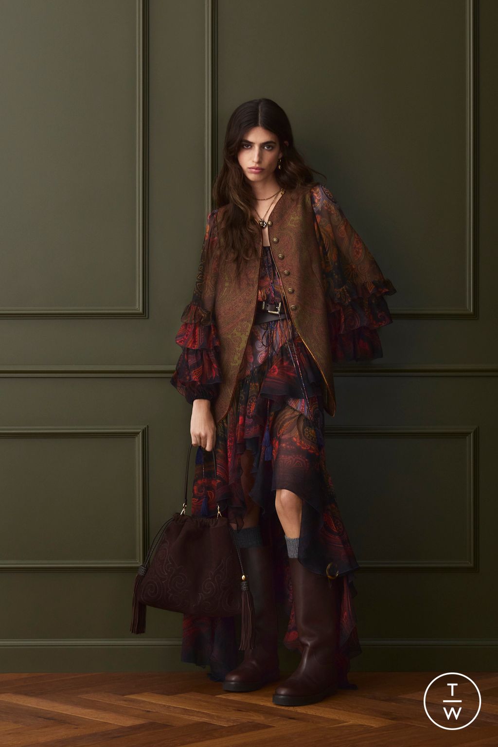 Fashion Week Milan Pre-Fall 2026 look 24 from the Etro collection womenswear