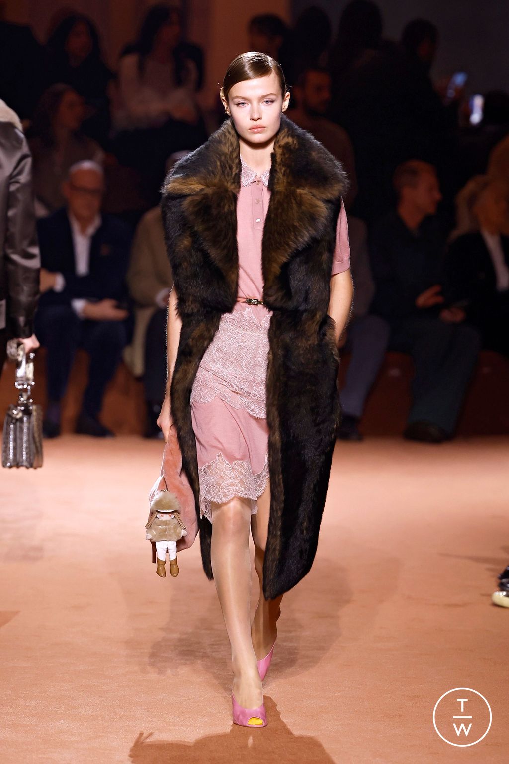Fashion Week Milan Fall/Winter 2025 look 60 from the Fendi collection womenswear