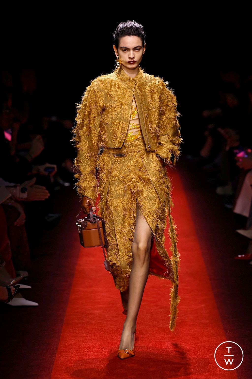 Fashion Week Milan Fall/Winter 2025 look 14 from the Ferrari collection womenswear