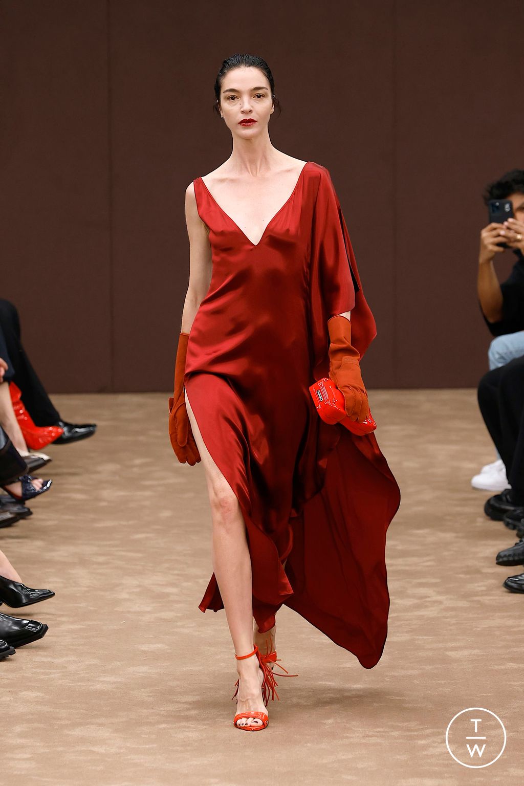 Fashion Week Milan Spring-Summer 2025 look 47 from the Ferrari collection womenswear