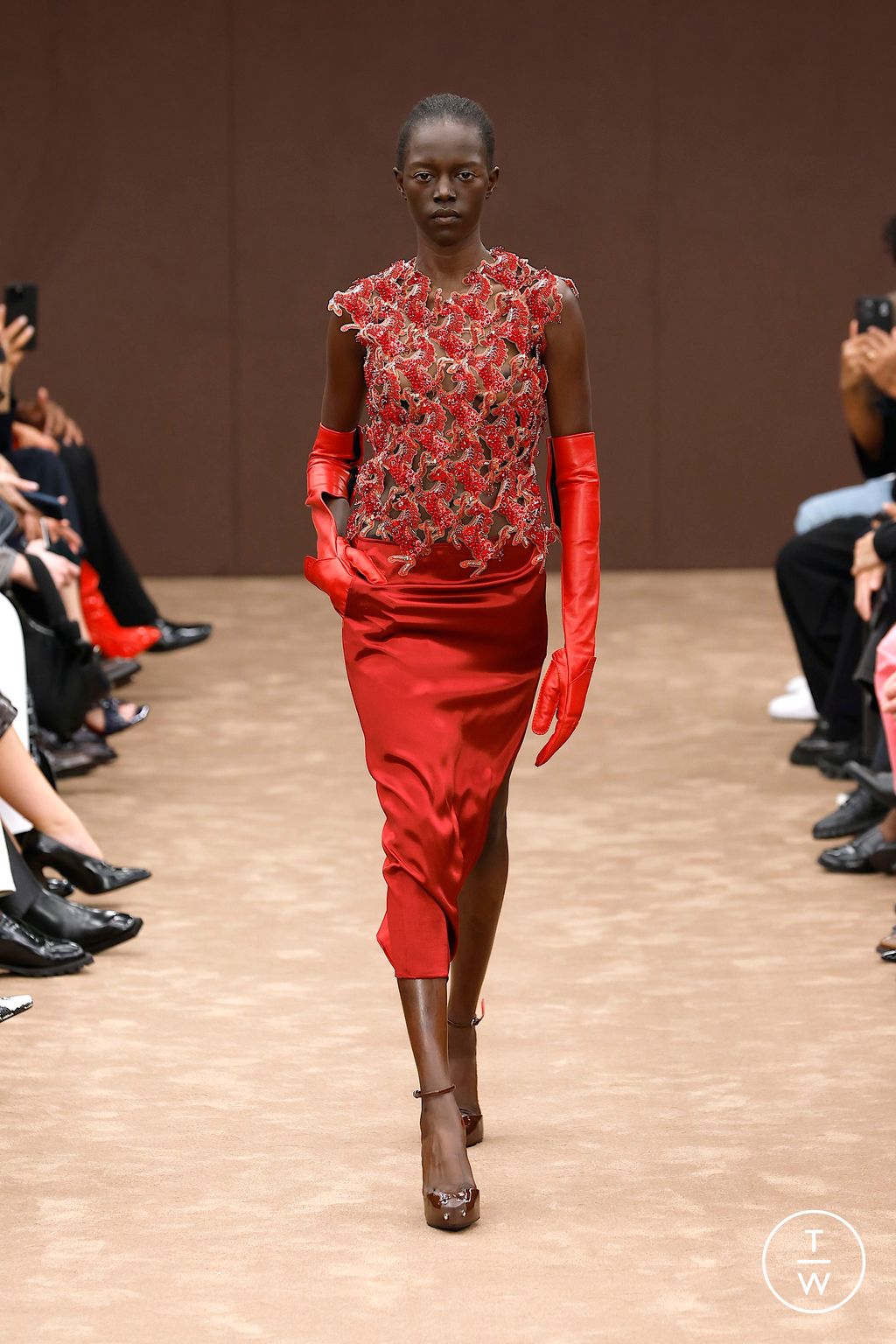 Fashion Week Milan Spring-Summer 2025 look 49 from the Ferrari collection womenswear