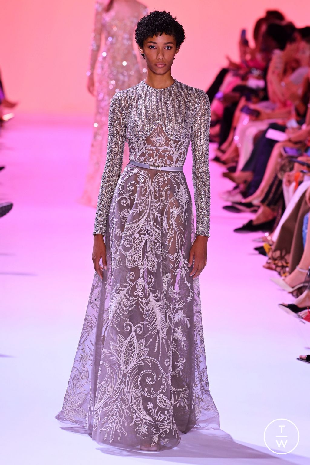 Fashion Week Paris Fall/Winter 2023 look 6 from the Georges Hobeika collection couture